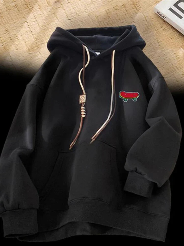 Kawaii Skateboard Graphic Cotton Fleece Hoodie