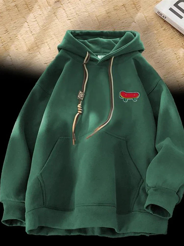 Kawaii Skateboard Graphic Cotton Fleece Hoodie