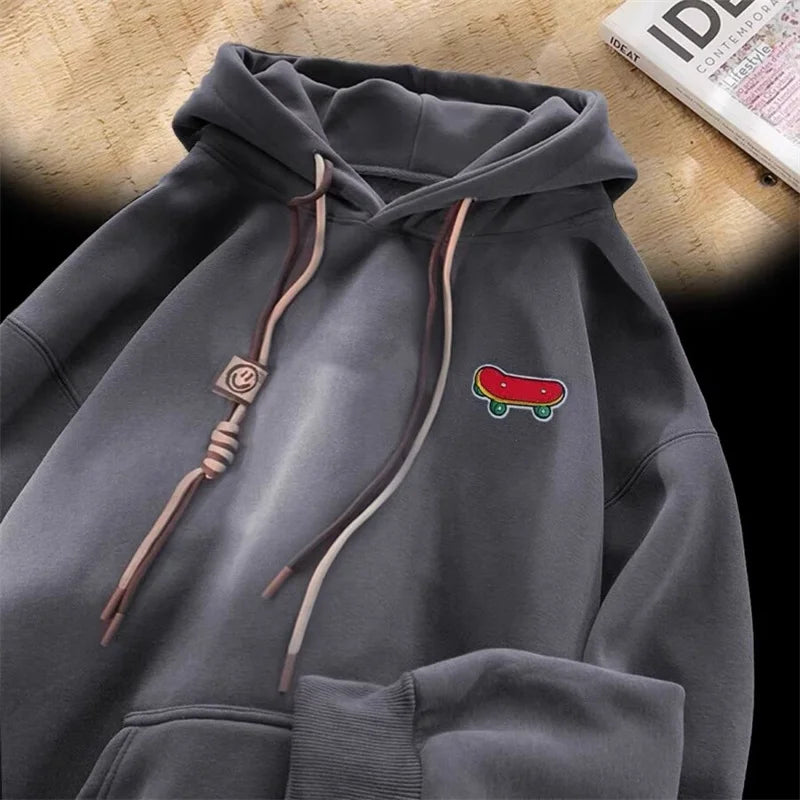 Kawaii Skateboard Graphic Cotton Fleece Hoodie