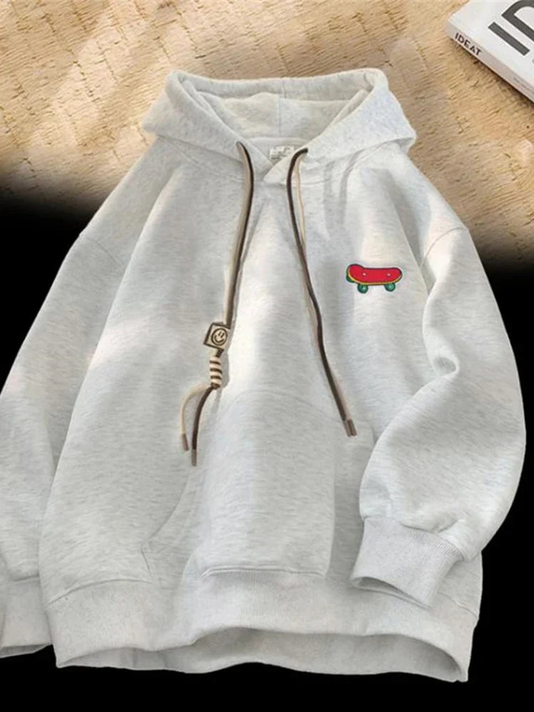Kawaii Skateboard Graphic Cotton Fleece Hoodie