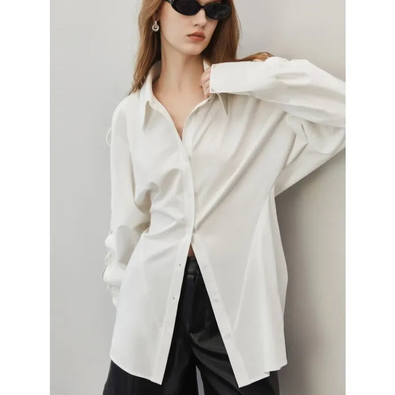 Cotton Long Sleeve Button Up Casual Office Blouse