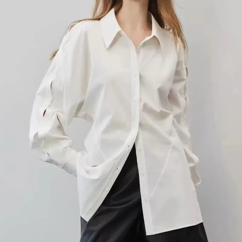 Cotton Long Sleeve Button Up Casual Office Blouse