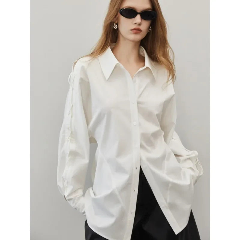 Cotton Long Sleeve Button Up Casual Office Blouse