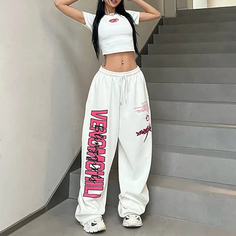 Printed Drawstring Casual Pants