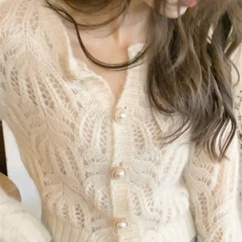 Hollow Out Elegant Vintage Long Sleeve Cardigan