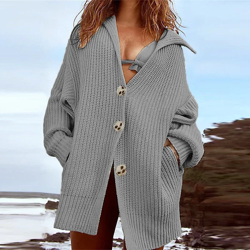 Autumn Winter Loose Full Sleeves Fashion New Oversized Knitted Coats - Fashionpara