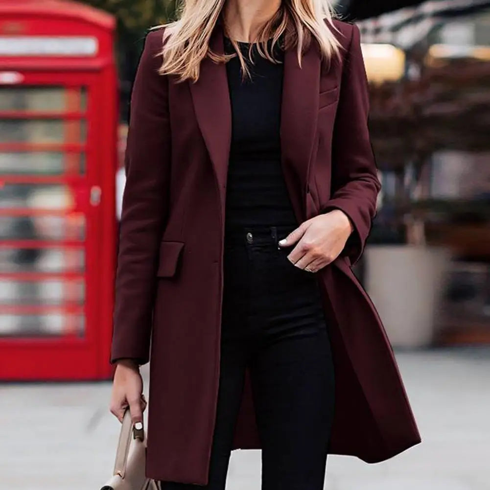 Single-Breasted Wool Suit Blazer Overcoat