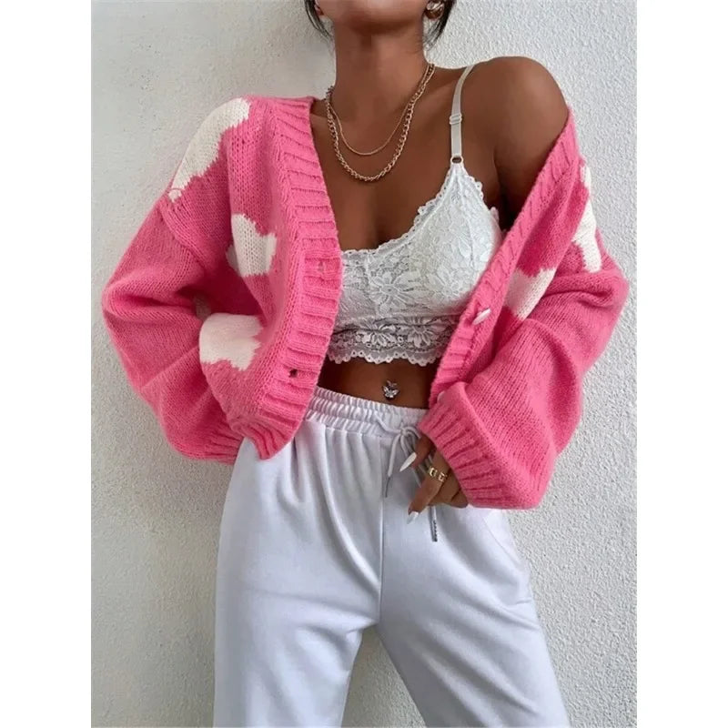 Casual Loose V-neck Comfortable Cloud Cozy Autumn Long Sleeve Cardigan Sweater 5