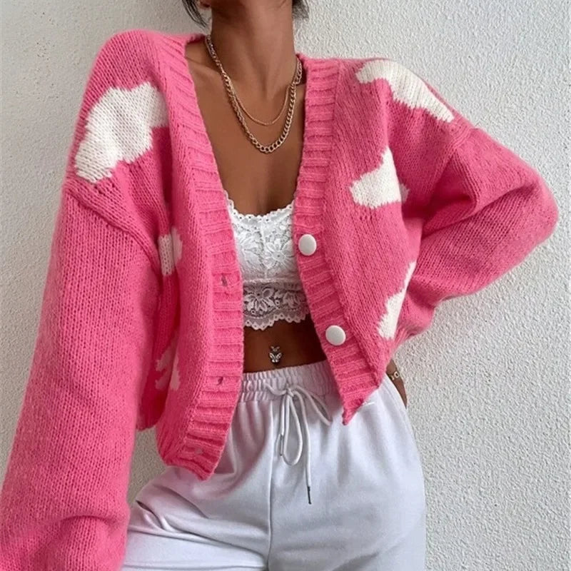Casual Loose V-neck Comfortable Cloud Cozy Autumn Long Sleeve Cardigan Sweater 4