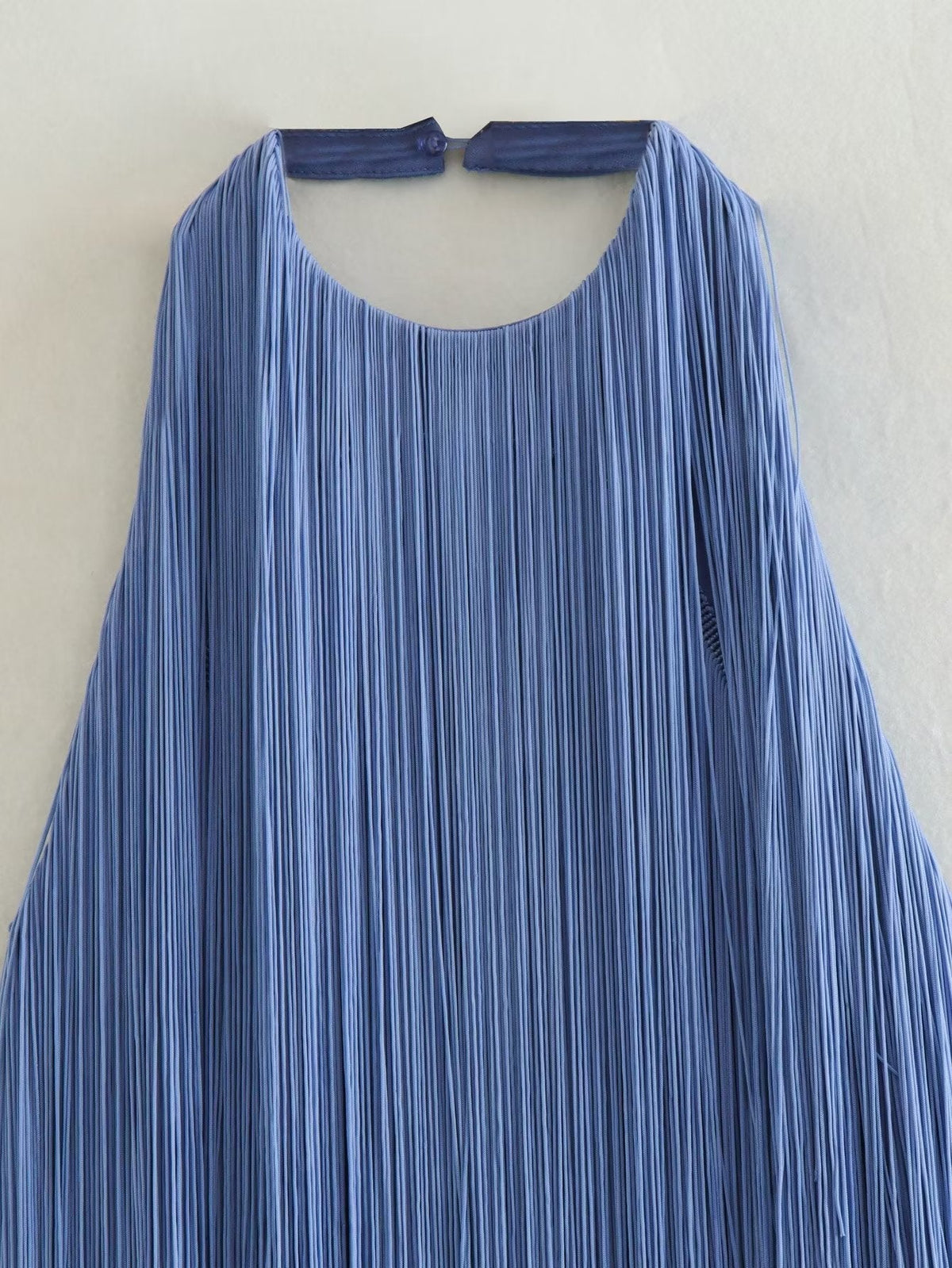 Fringe Halter Neck Sleeveless Tiered Mini Dress