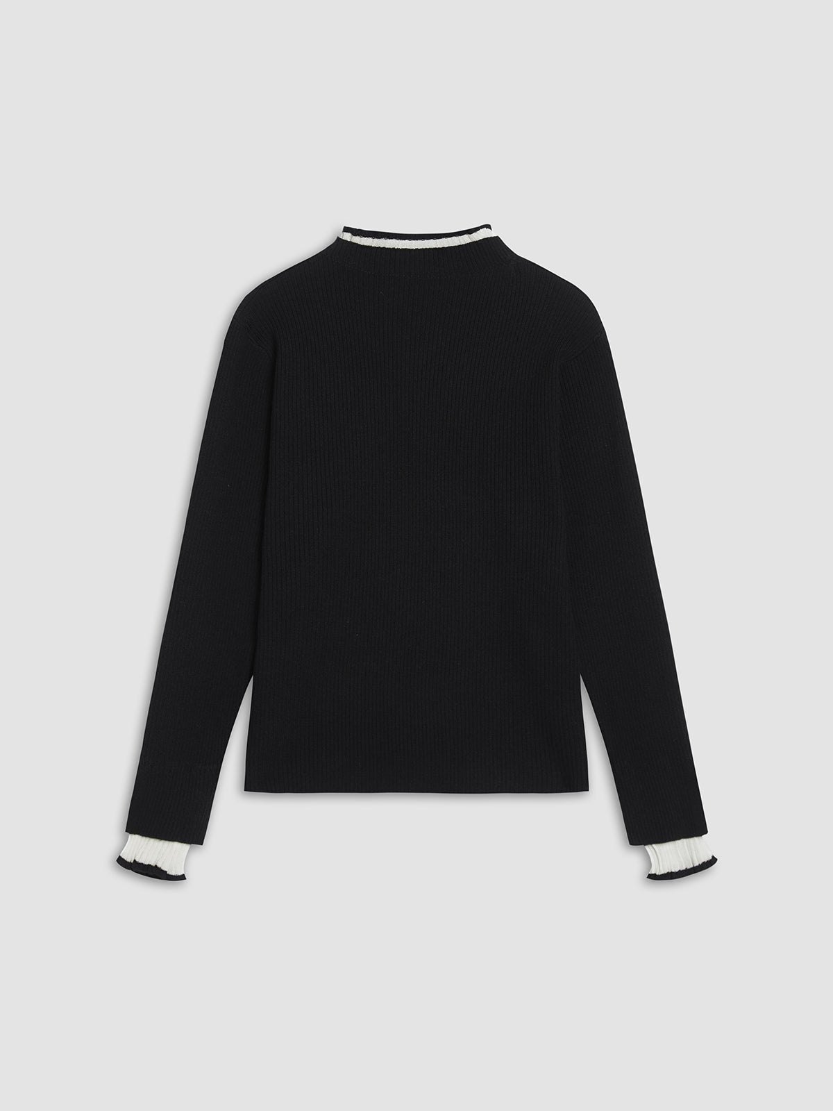 Contrast Trim Mock Neck Knit Top 6