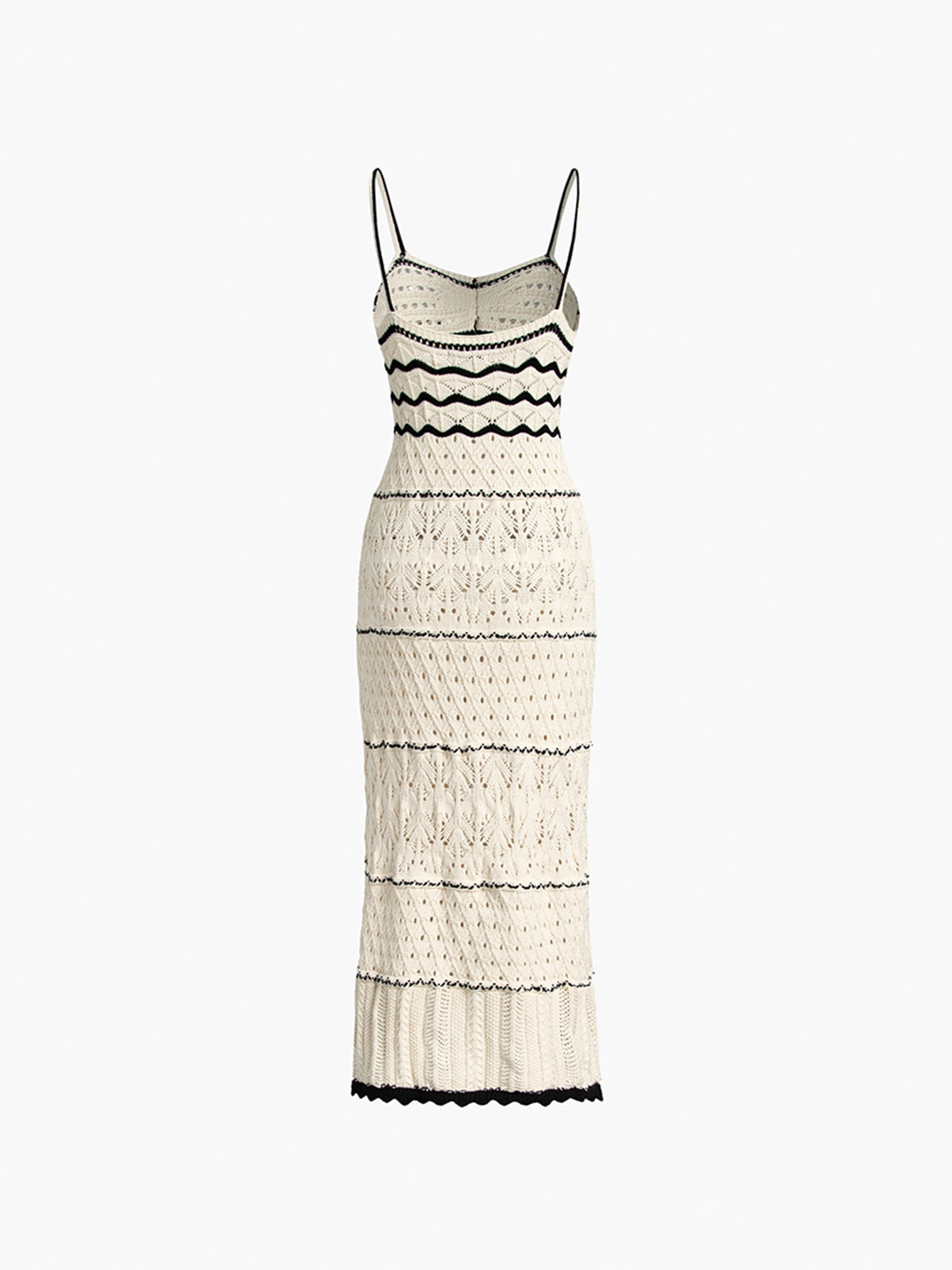 Crochet Eyelet Spaghetti Strap Sweetheart Bodycon Midi Dress - View 2