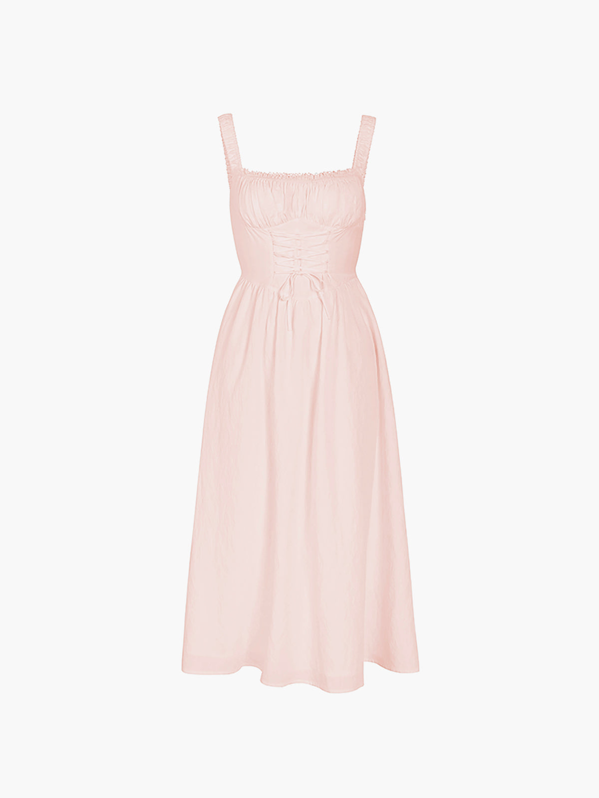 Square Neck Corset Bodice Ruffle Trim A-Line Midi Dress - View 7
