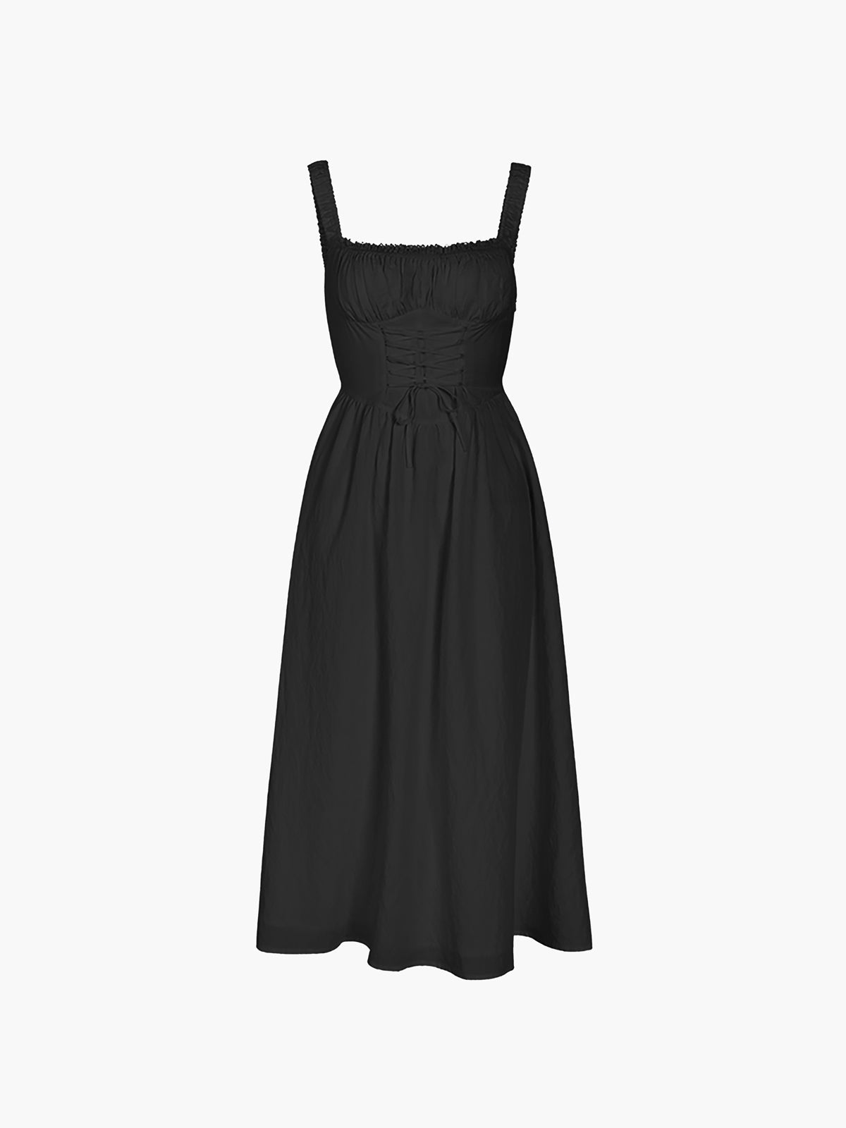 Square Neck Corset Bodice Ruffle Trim A-Line Midi Dress - View 6