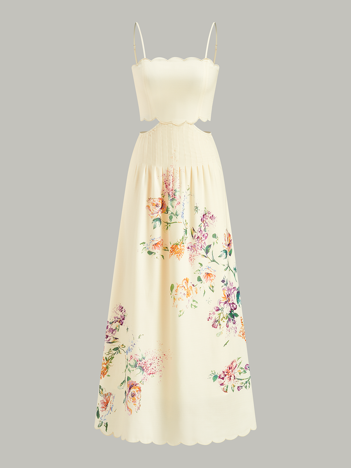 Floral Print Lace Up Back Sleeveless A-Line Midi Dress - View 8