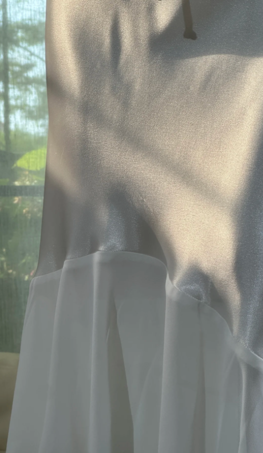 Beautiful White Spaghetti Straps Satin Appliques Chiffon Mermaid Prom Dress Long Evening Dress D923