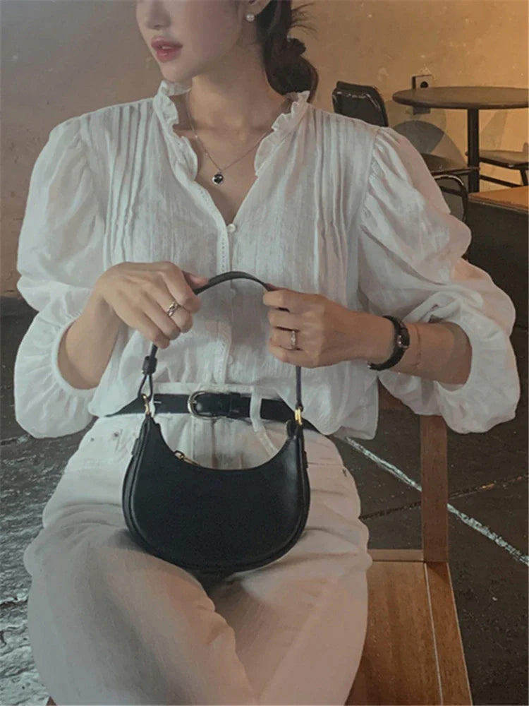 Sweet Puff Sleeve Oversized Vintage Blouse