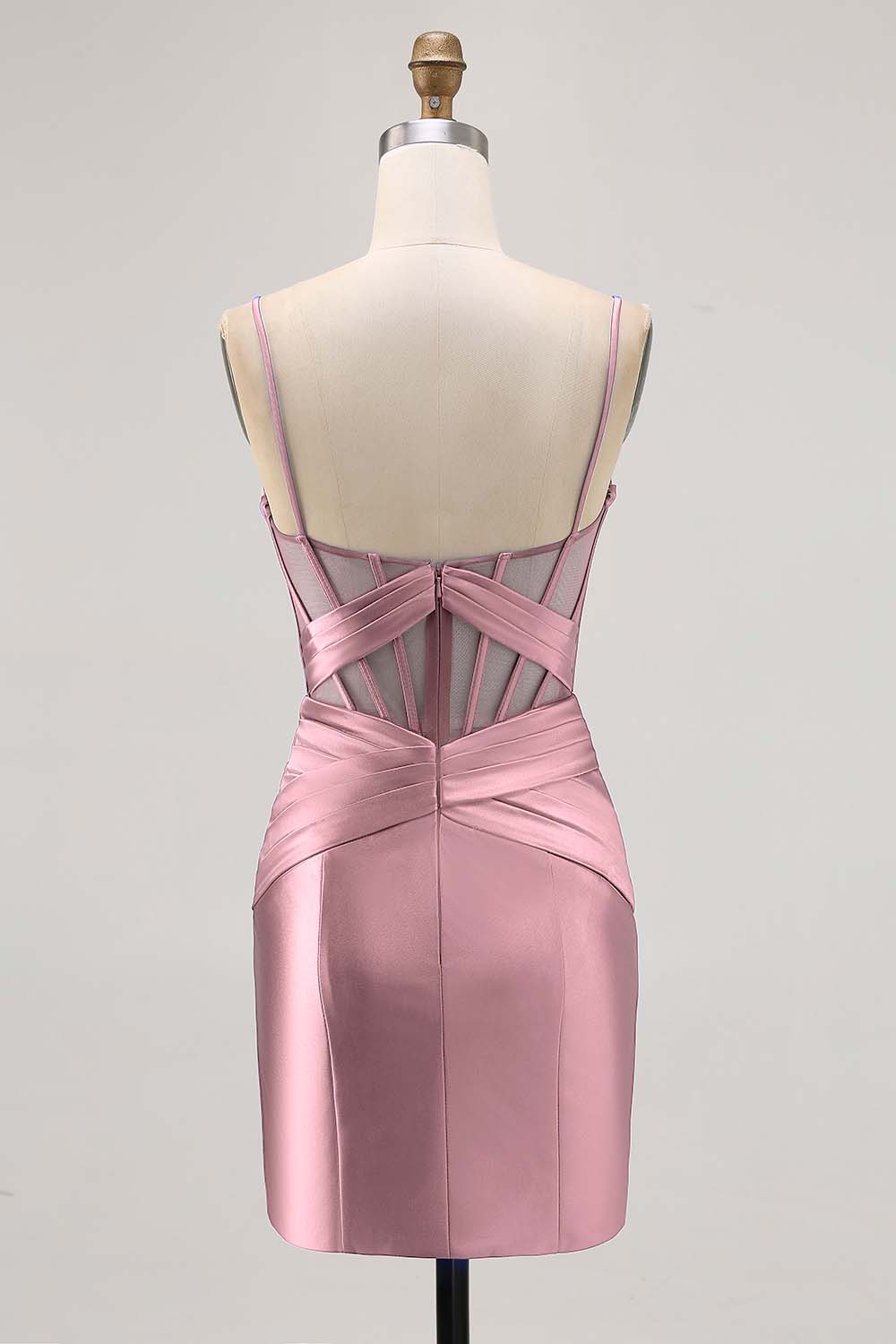 Royal Blue Satin Tight Ruched Corset Short Homecoming Dress with Slit