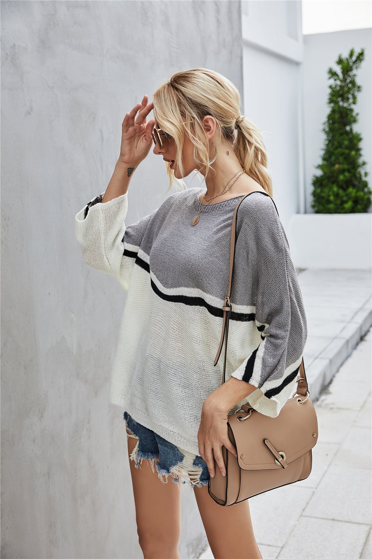 RadyRin Bat Sleeve Knit Sweater in Large Size - Chic Comfort