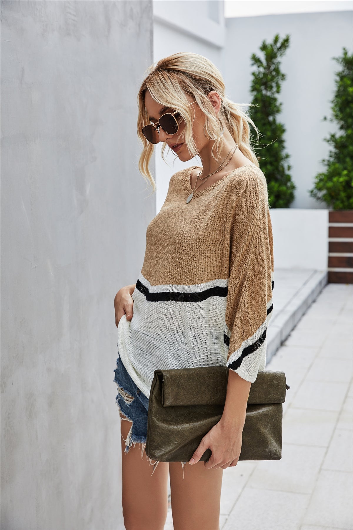 RadyRin Bat Sleeve Knit Sweater in Large Size - Chic Comfort