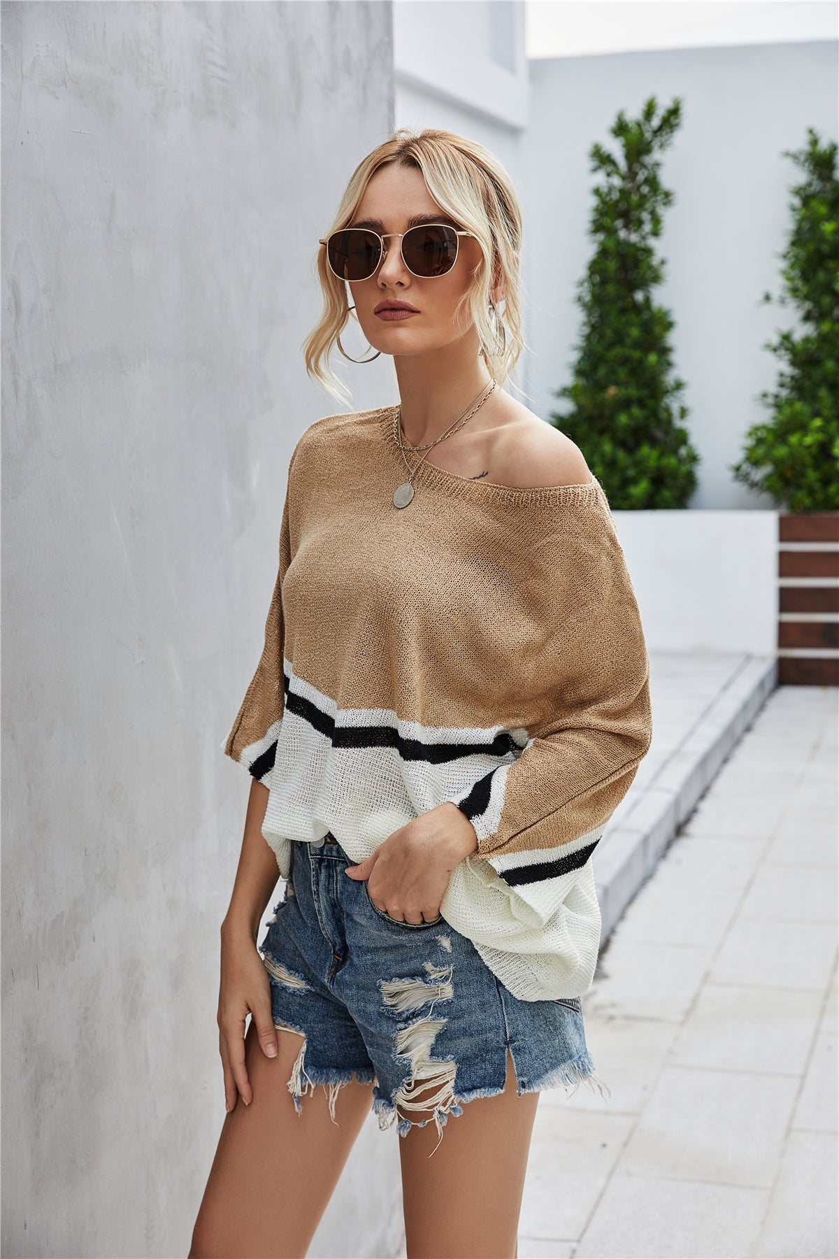 RadyRin Bat Sleeve Knit Sweater in Large Size - Chic Comfort