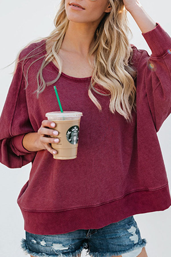 Scoop Backless Plus Size Sweatshirt - Mislish