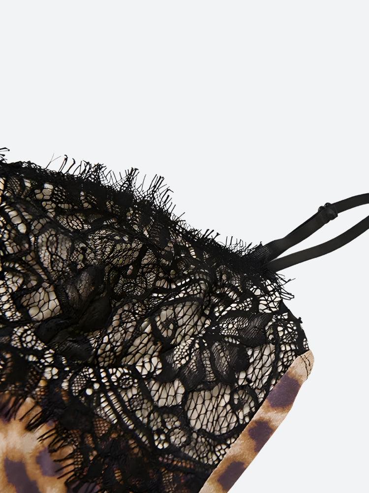 Baddie Leopard Lace Mini Dress