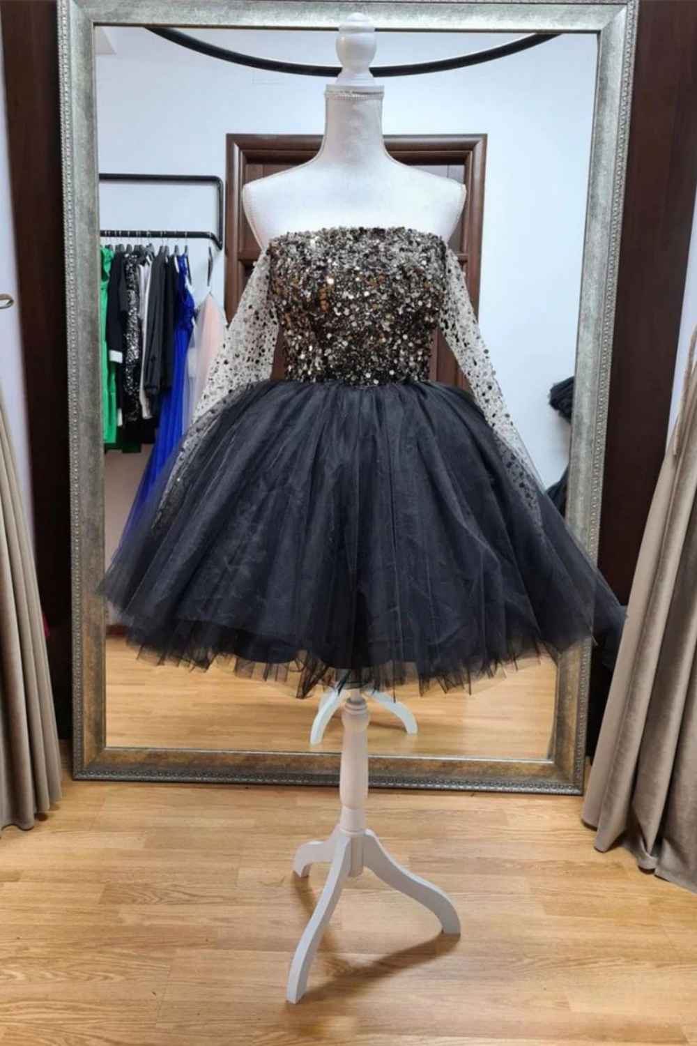 Ball Gown Off The Shoulder Homecoming Dress With Beading - Fashionpara