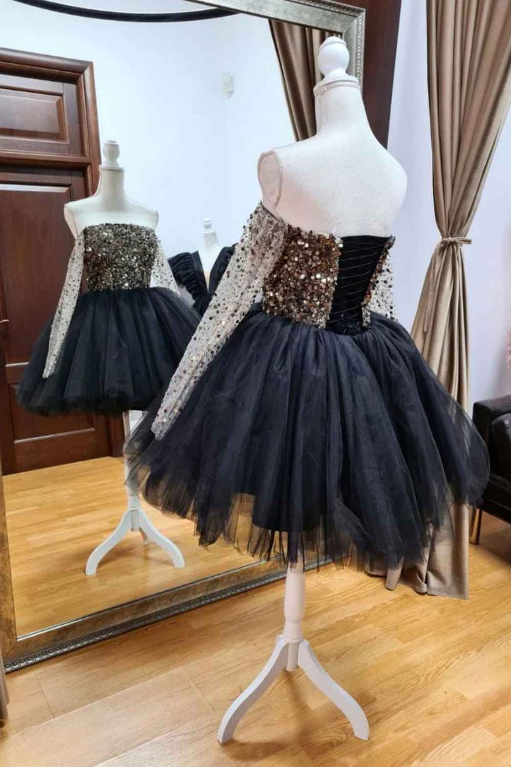 Ball Gown Off The Shoulder Homecoming Dress With Beading - Fashionpara