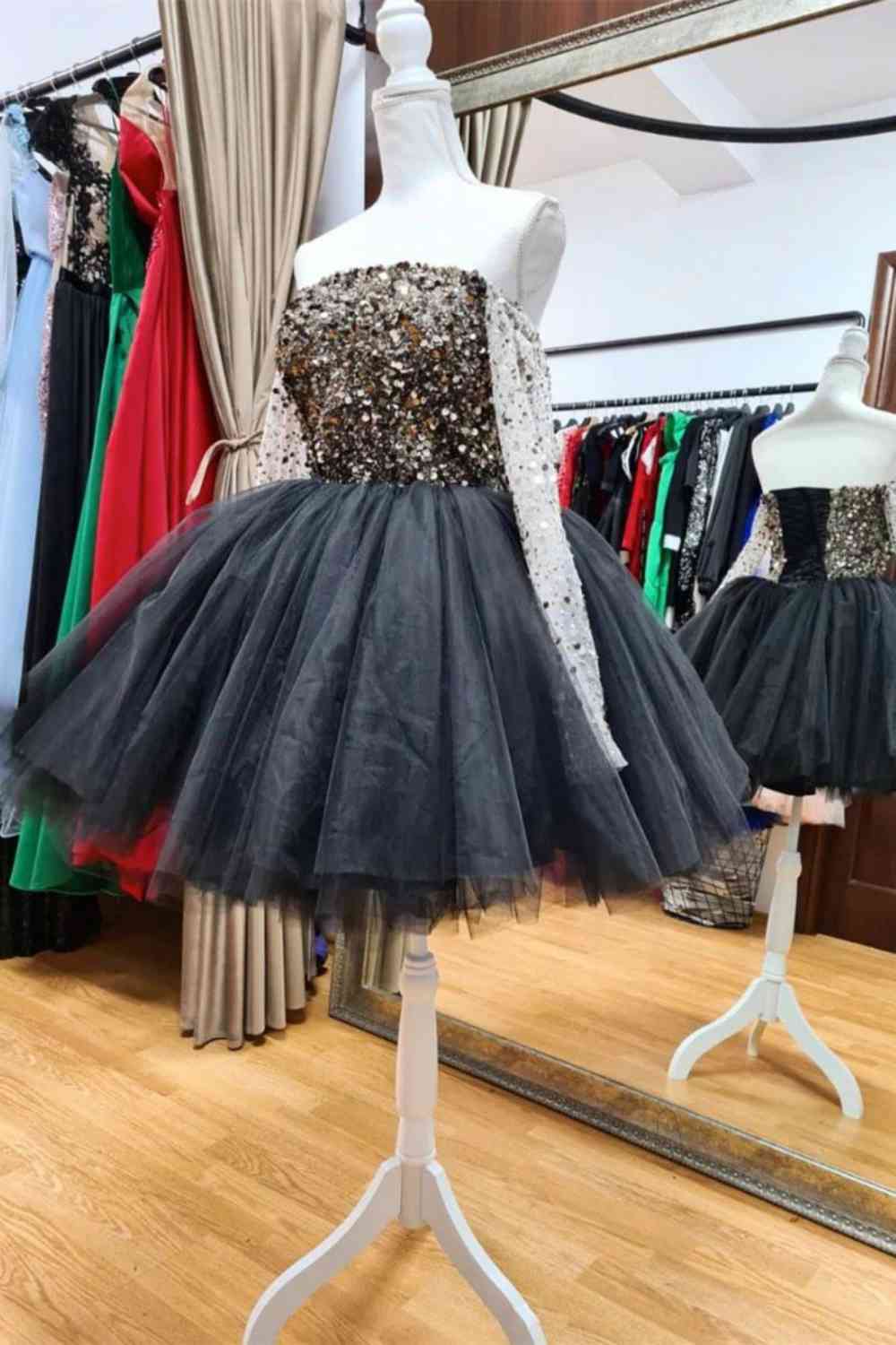 Ball Gown Off The Shoulder Homecoming Dress With Beading - Fashionpara