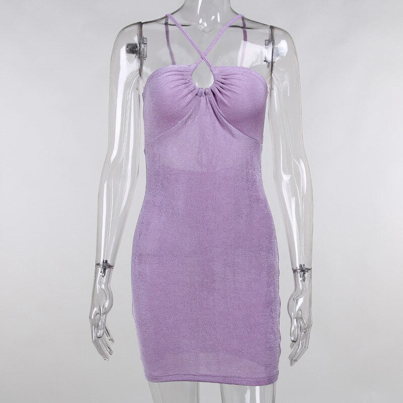 Halter Plunge Cutout Ruched Bodycon Mini Dress 7