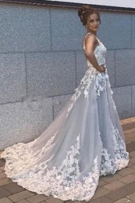 Beautiful A-line Long Sleeveless Sweetheart Prom Evening Dresses With Lace