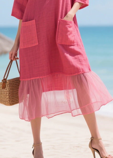 Beautiful Rose Oversized Patchwork Tulle Maxi Dresses Summer - View 4