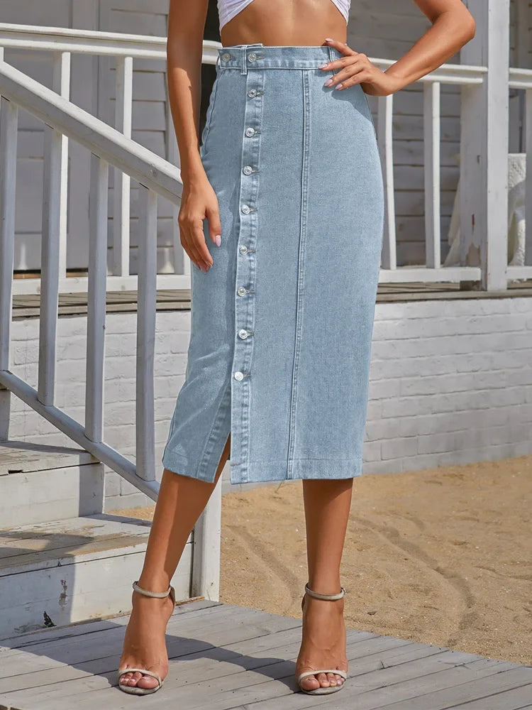Elegant Denim High Waist Shirt