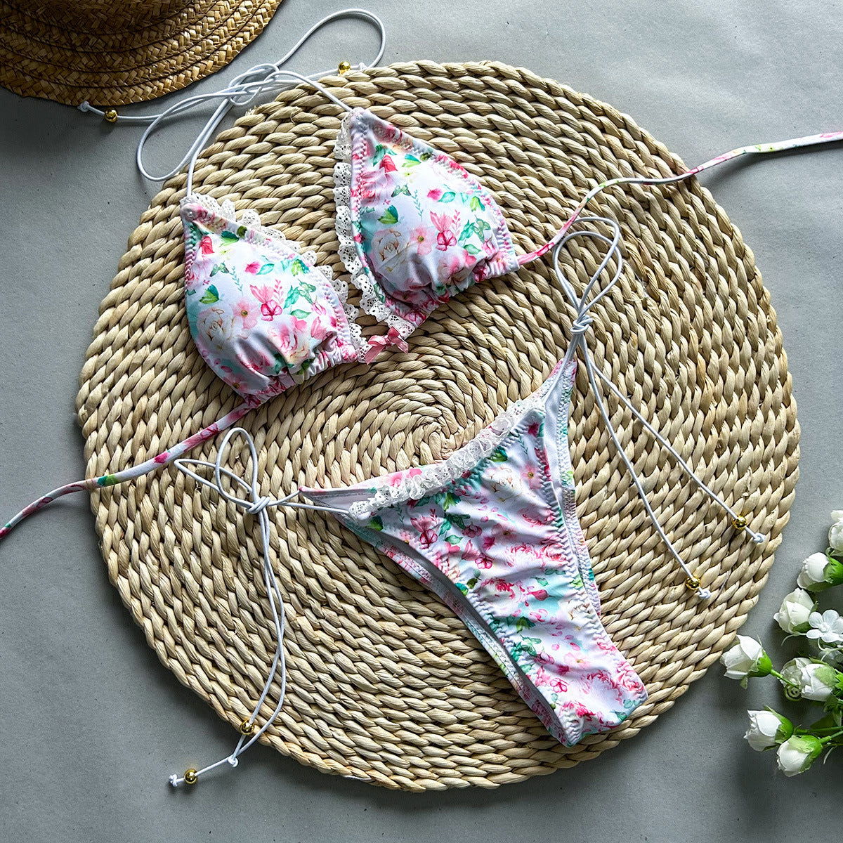 Bikini Sexy Bikini Lace Printing Split Women Swimsuit Swimsuit - Fashionpara