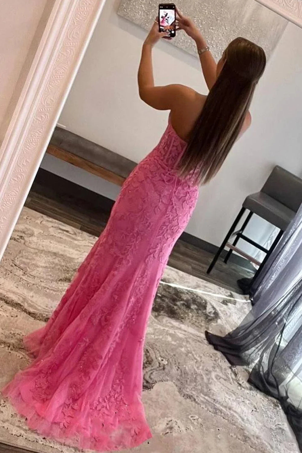 Chic & Modern Sweetheart Mermaid Split Appliques Evening Party Prom Dress