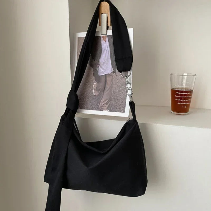 Black Crossbody Shoulder Bag with Chain