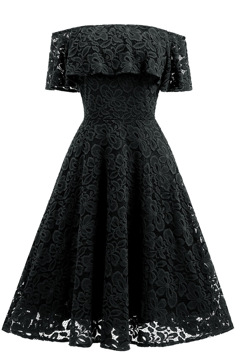 Black Lace A-line Homecoming Dress