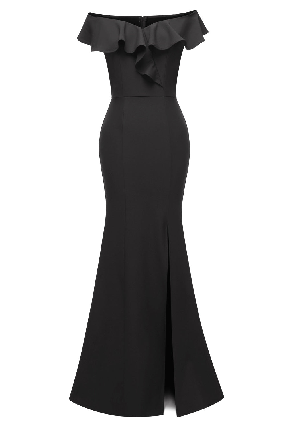 Black Mermaid Off-the-shoulder Slit Prom Dress