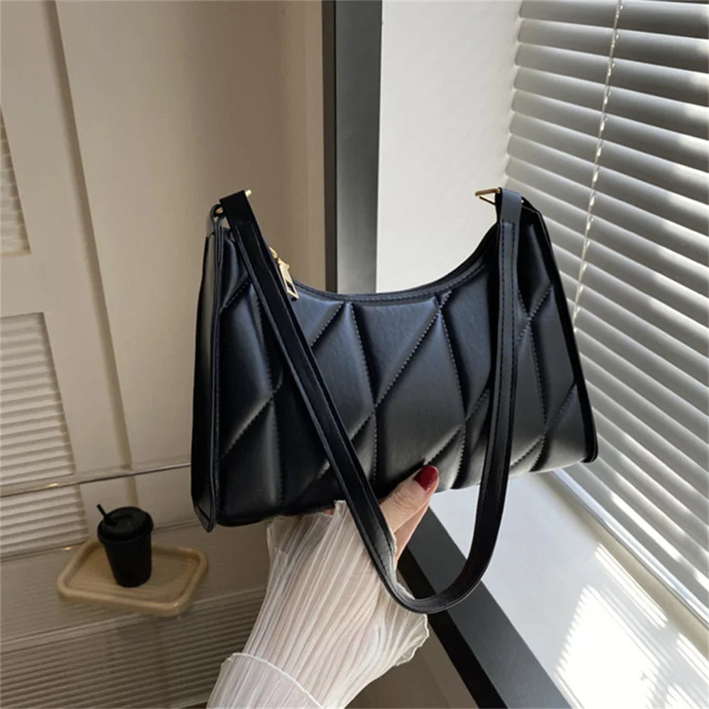 Black PU Leather Retro Hobos Shoulder Bag