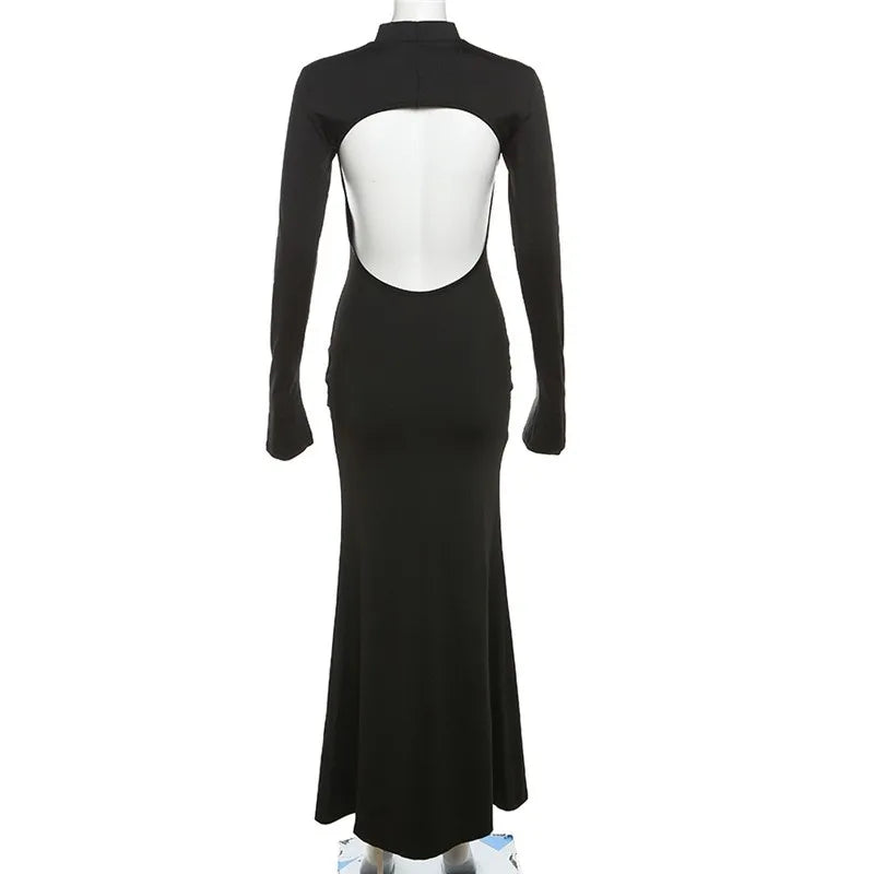 High Neck Long Sleeve Open Back Mermaid Gown 6