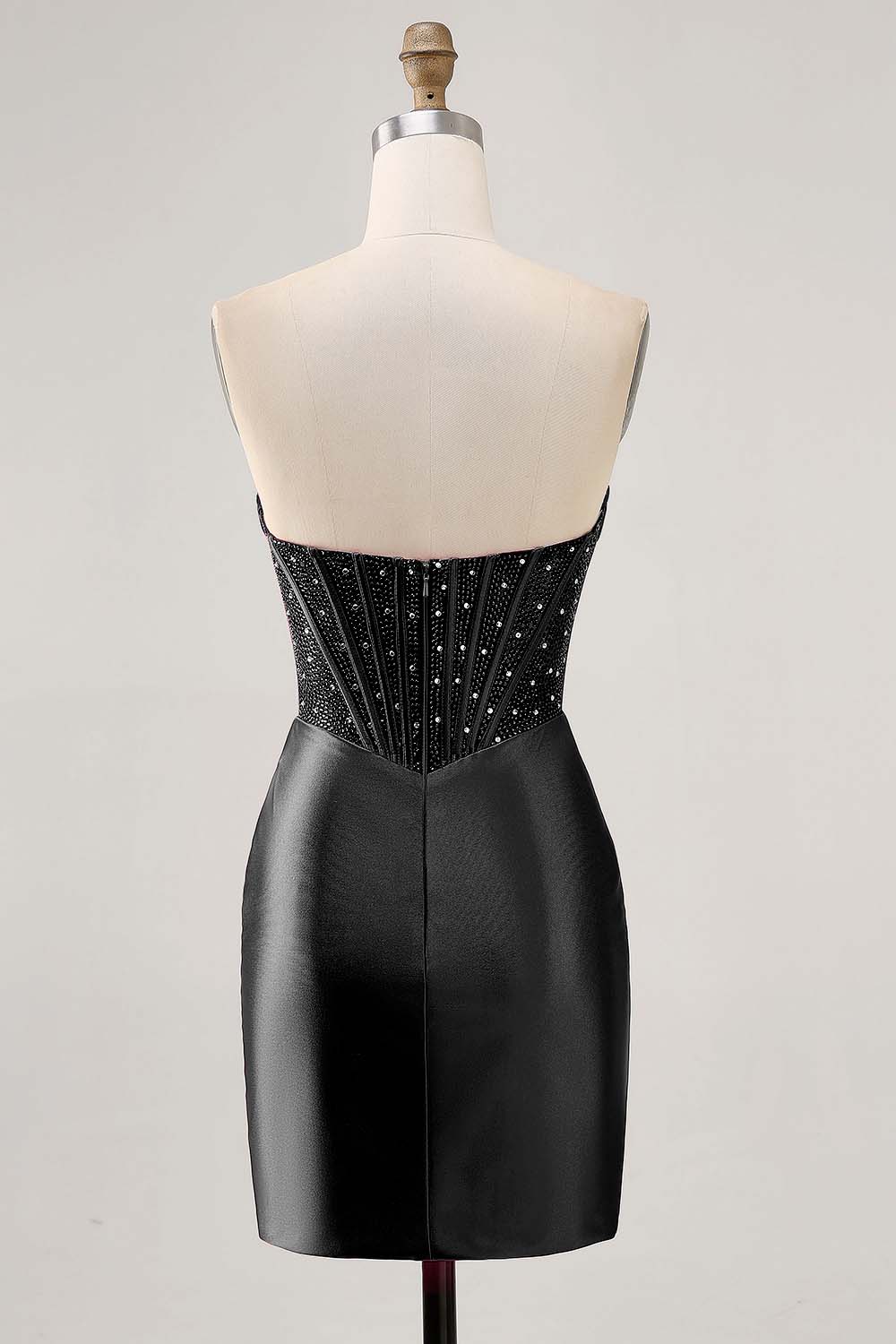 Sparkly Fuchsia Tight Corset Strapless Short Satin Homecoming Dress