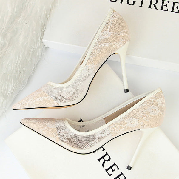 Lace Stiletto Heels Pointed-toe Shoes