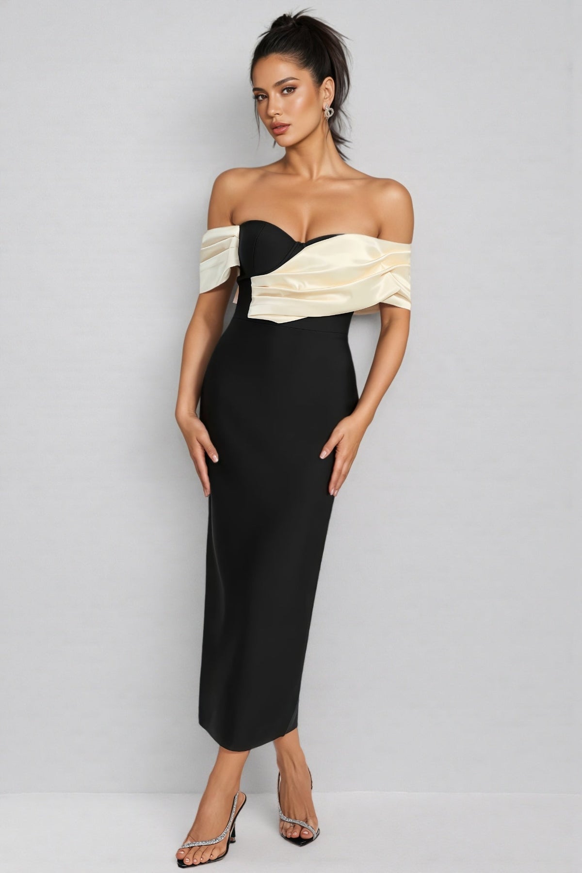 Edw Off Shoulder Bandage Midi Dress - View 2