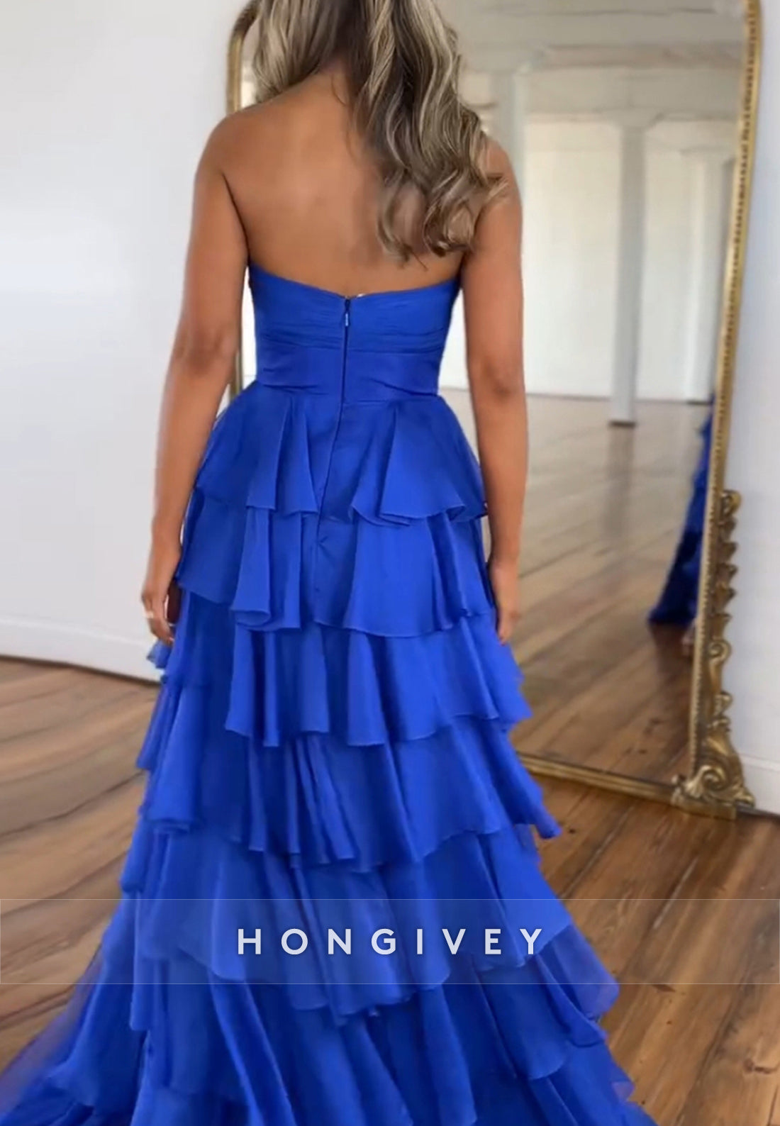 A-Line High Low  Floral Embossed Sweetheart Holiday Prom  Dresses
