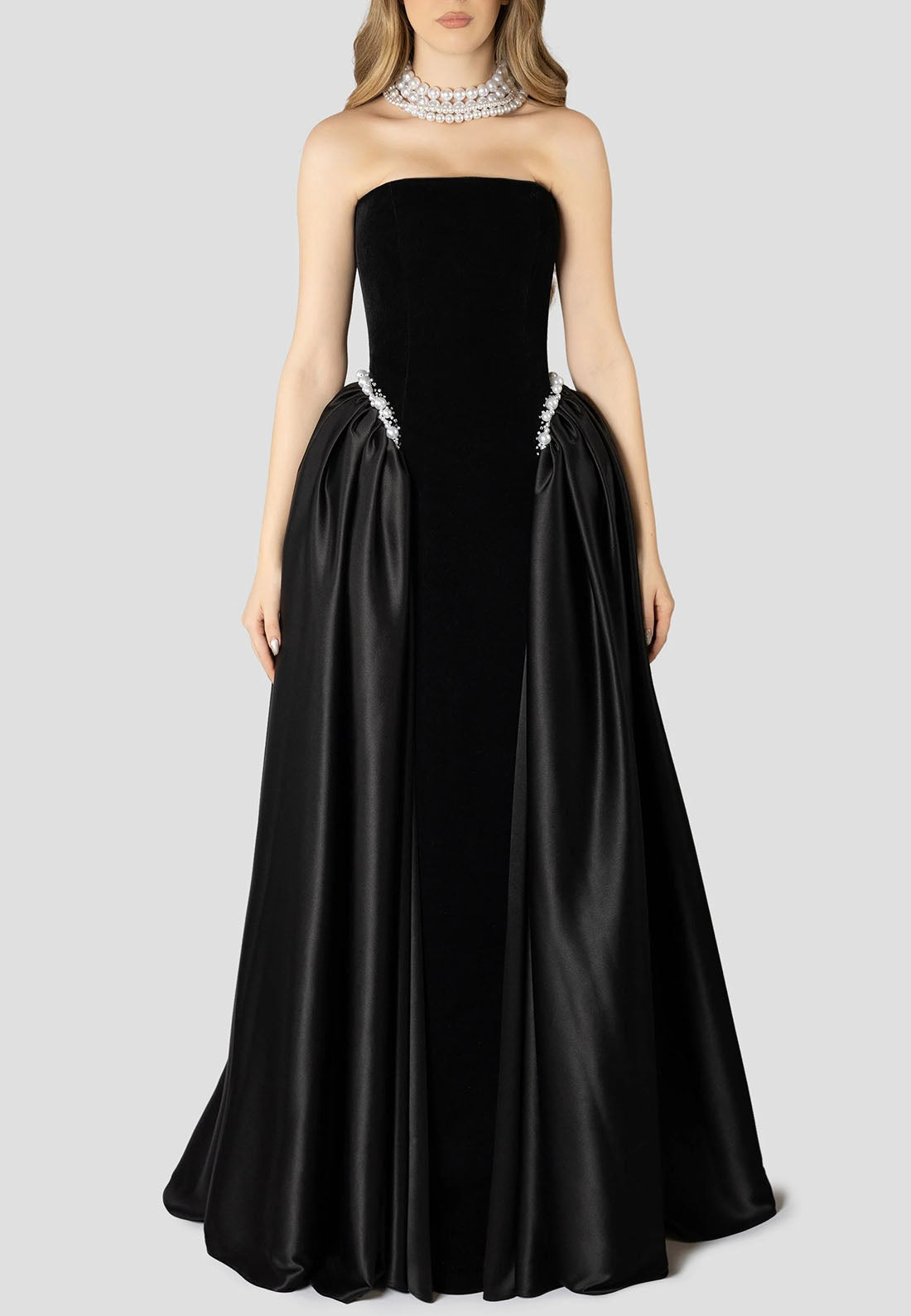 A-line Off the Shoulder Crisscross Back Formal Dresses Strapless Pleated Evening Gown