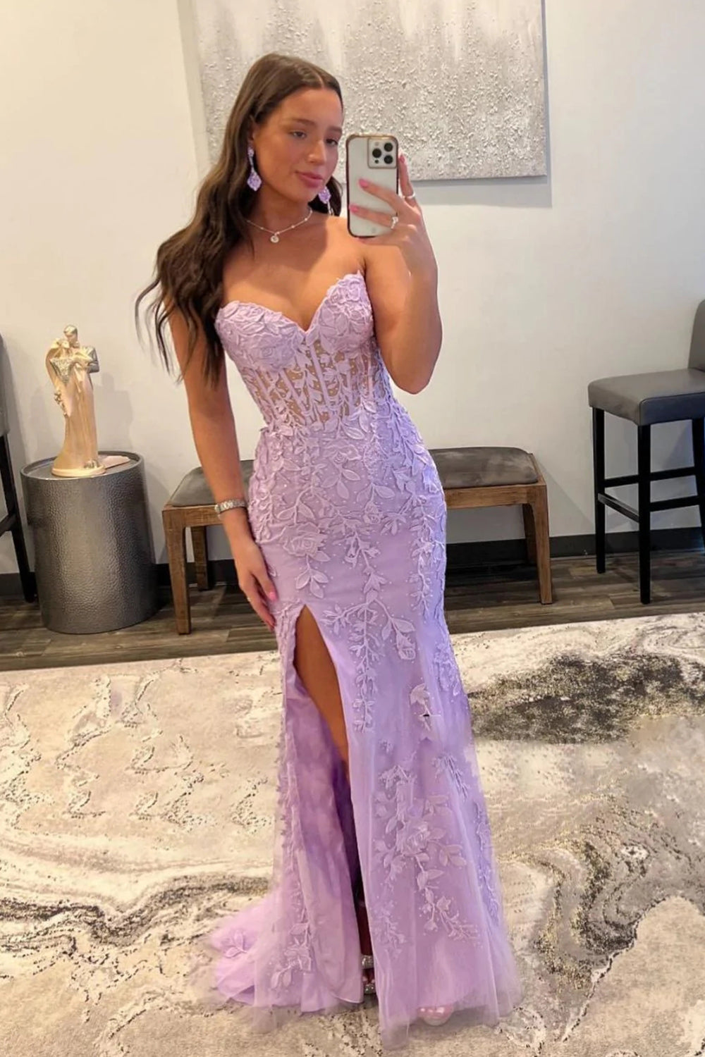 Chic & Modern Sweetheart Mermaid Split Appliques Evening Party Prom Dress