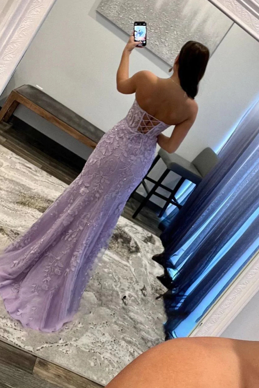 Chic & Modern Sweetheart Mermaid Split Appliques Evening Party Prom Dress