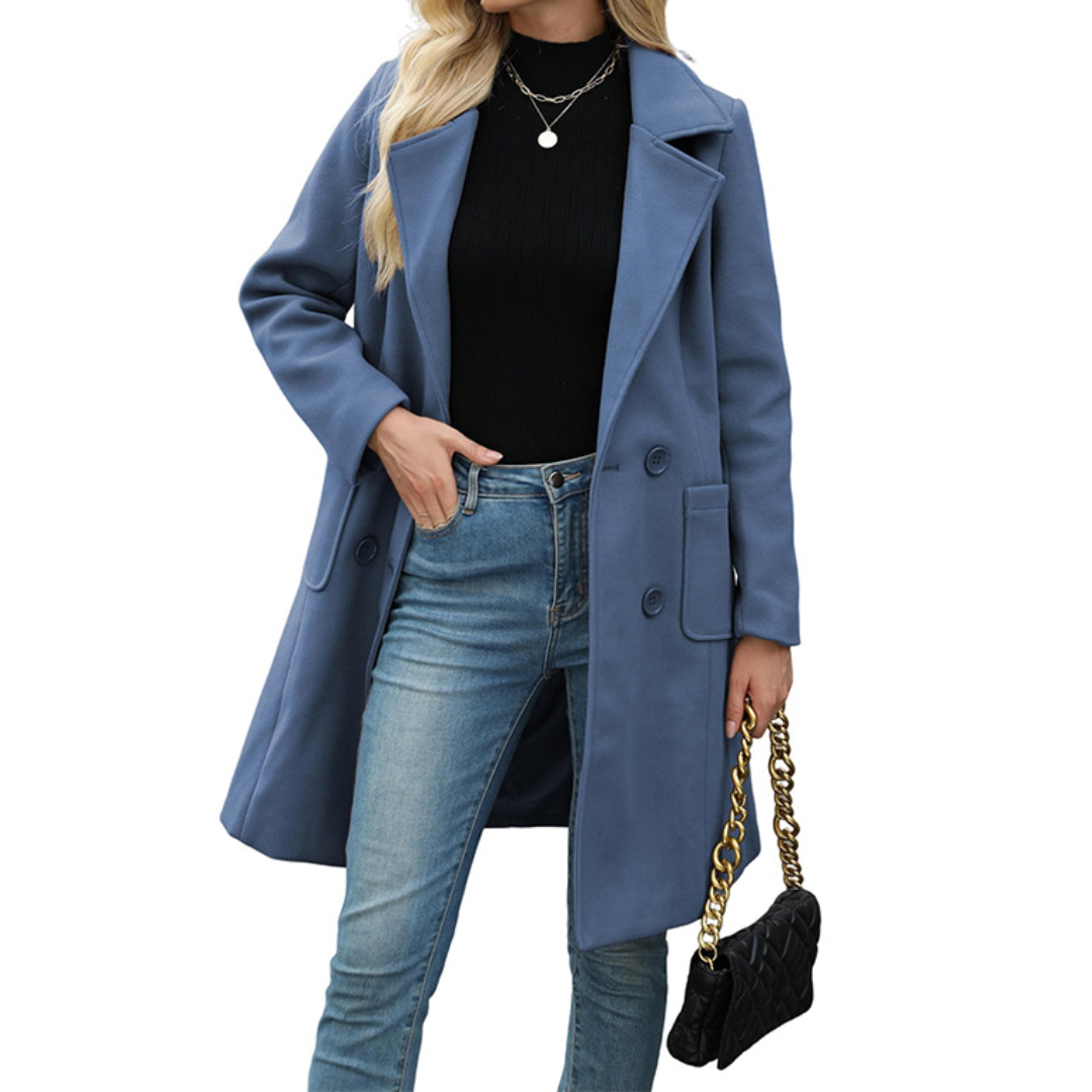 Notch Lapel Double Breasted Longline Coat 5