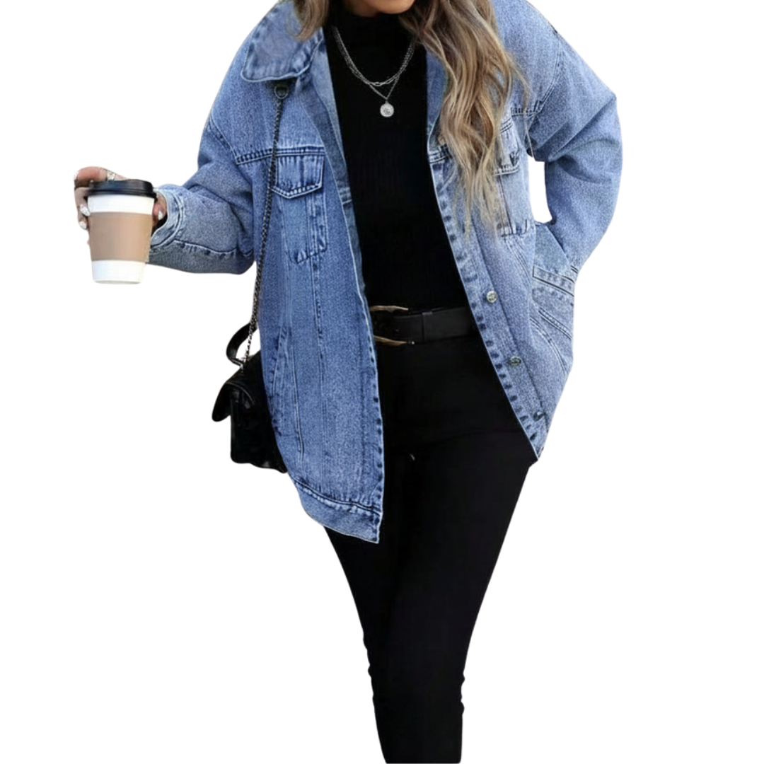 Button Front Oversized Denim Jacket